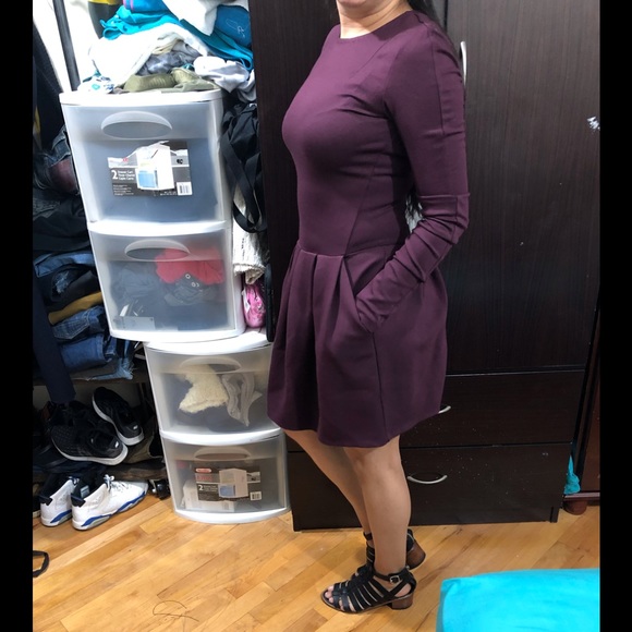 Wilfred Free Tartine Burgundy Fit And Flare Dress - Picture 6 of 16